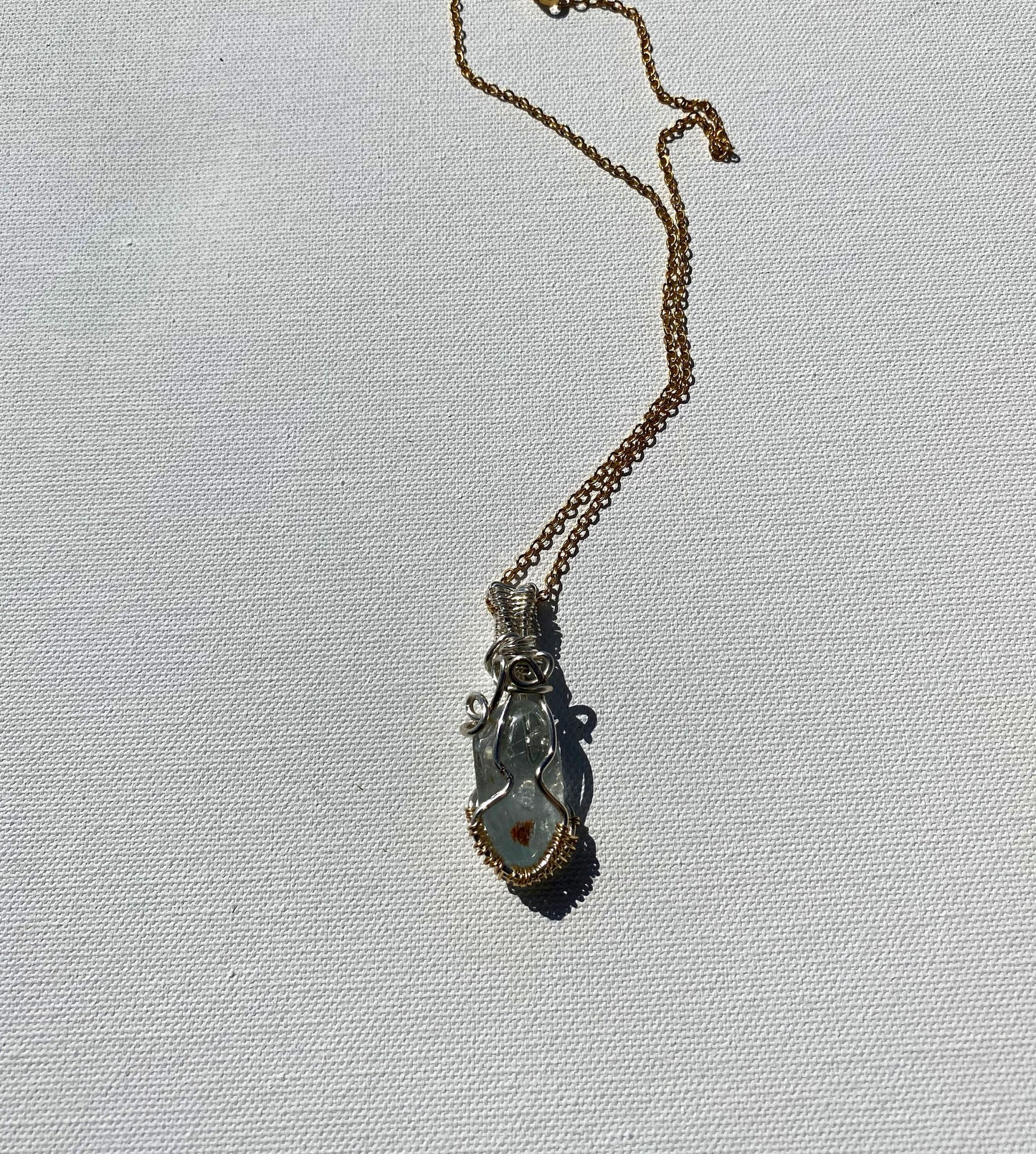 Two Toned Gold/Silver Topaz Pendant